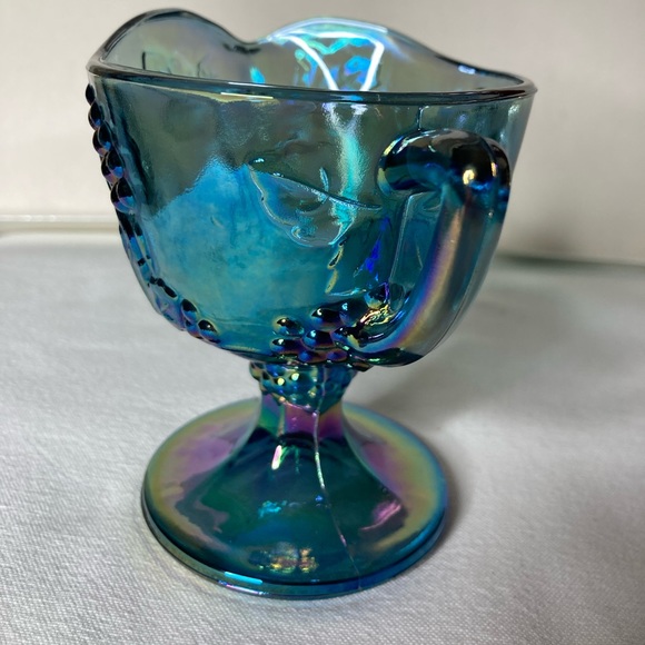 Vtg Indiana Blue Harvest Grape Carnival Glass Creamer - Picture 4 of 10